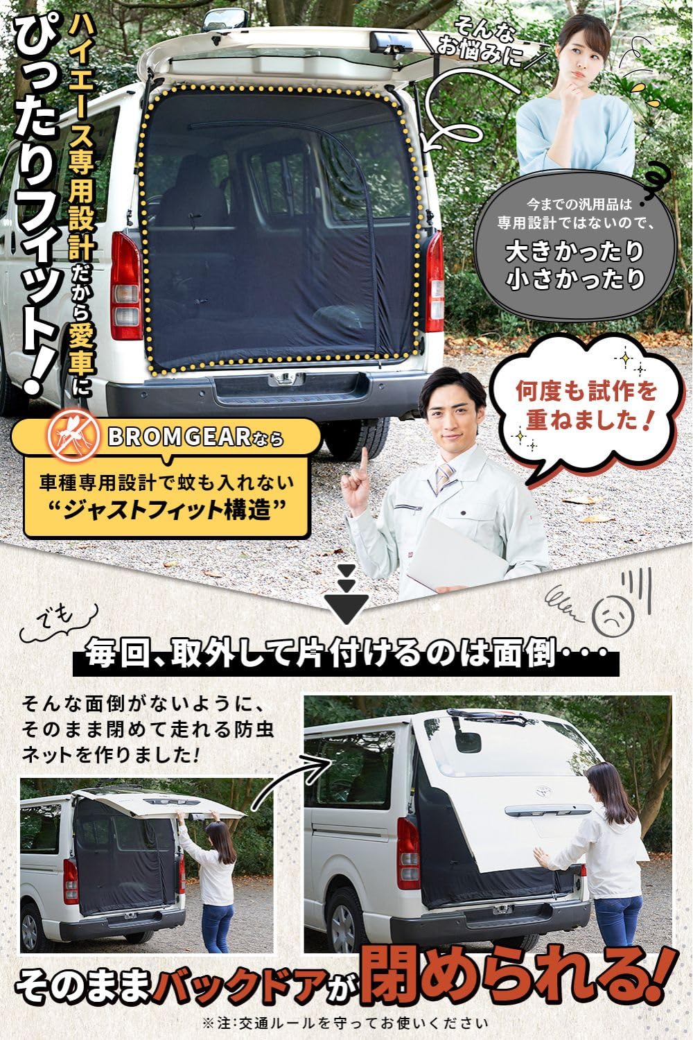 Amazon.co.jp: BROMGEAR ブロムギア ハイエース 200系 バックドア用