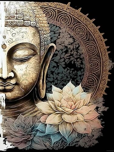 Kits de pintura de diamante de Buda con estampado, punto de cruz de diamante redondo 5D, regalo para decoración de pared, adecuado para adultos,