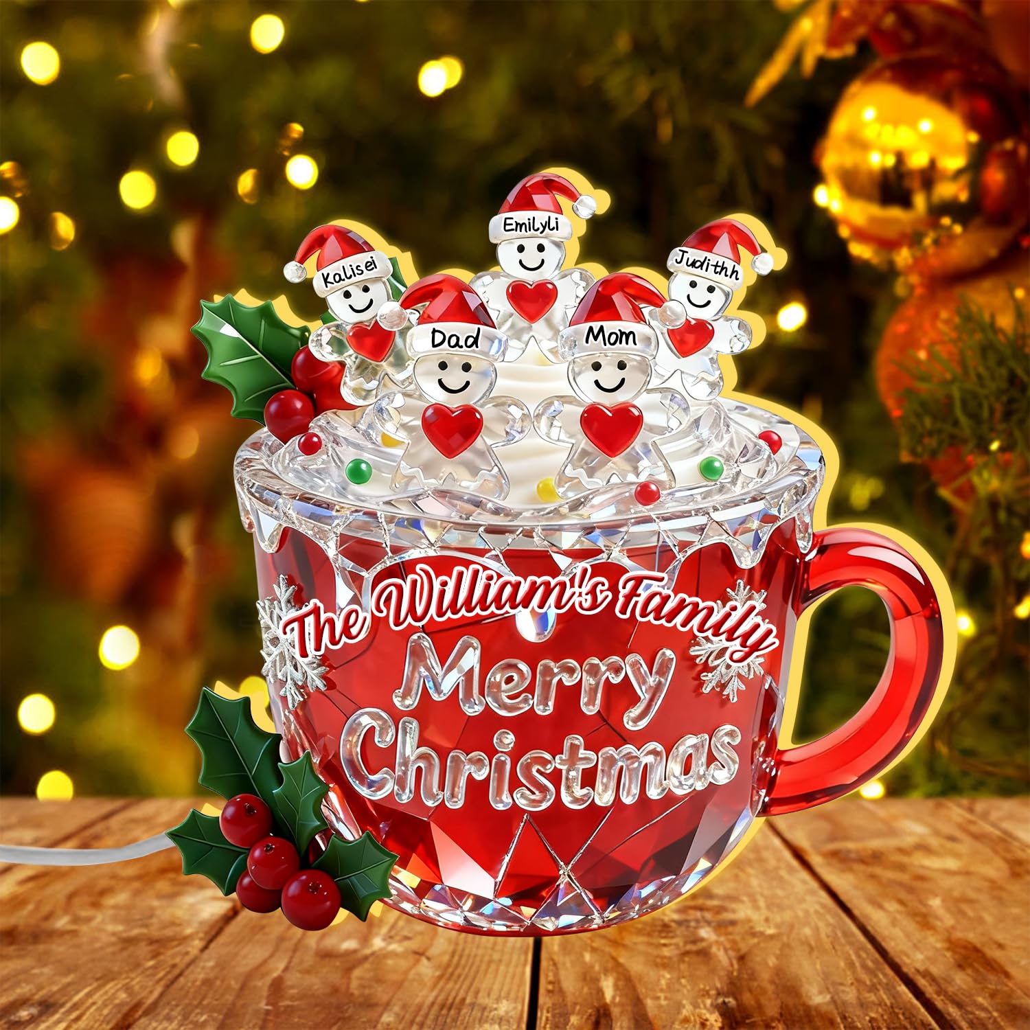 MYZQIFF Personalized Snowman Grandma, Grandpa, Grandparents and Grandkids LED Light Box, Custom Family Grandkids Name Christmas Snowman Grandma Night Light Lamp Box Desk Decor for Gigi Nana (style11)