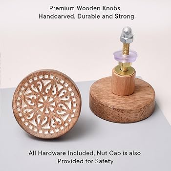 バーベキュー・調理用品 JMW off Craft custom Wood Knob Indian Shelf 18 Pack- Boho Knobs- Wood Knobs for Cabinets