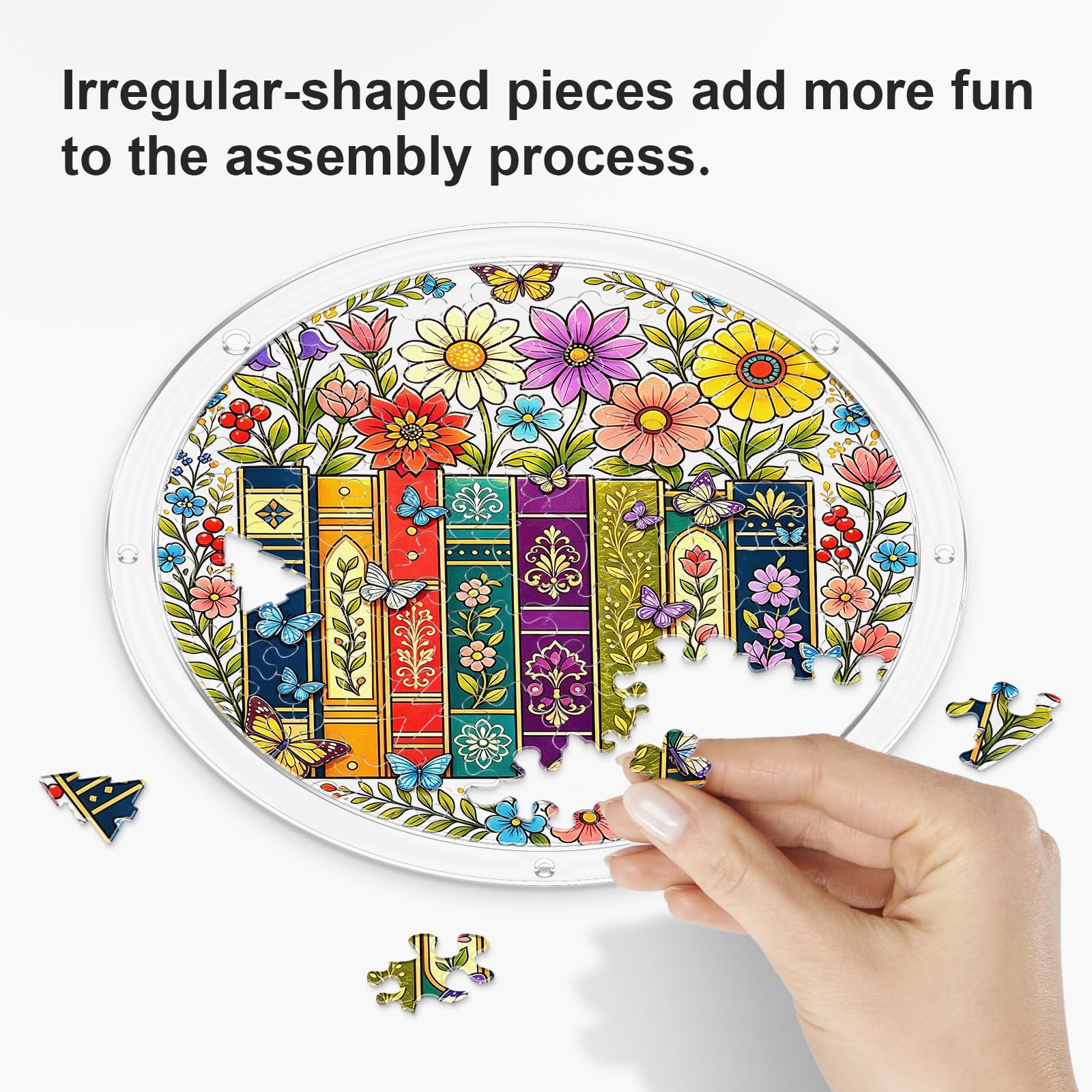 Akrylowe puzzle, łapacz słońca, 81 szt., wiszące na oknie, książka, kwiatowe łapacze słońca, zestaw puzzli, rękodzieło, dla dorosłych, do domu, ogrodu, dekoracja, prezenty dla kobiet, mężczyzn