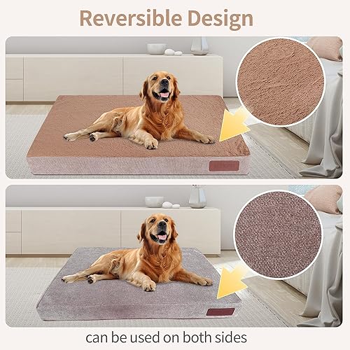 Miniatura 5 de Cama ortopédica extragrande para perros con funda impermeable extraíble, soporte de espuma para jaula de huevos, parte inferior antideslizante,
