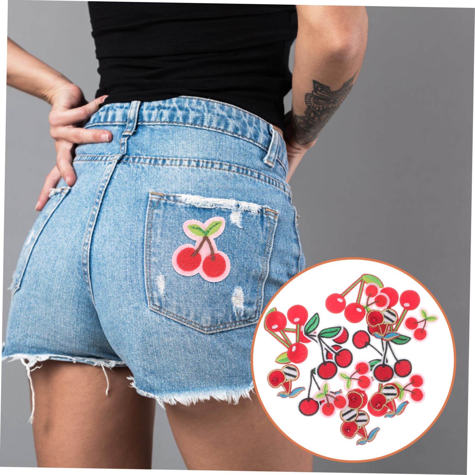 Operitacx 100stücke Kirsch-stickerei Patches Zum Aufbügeln Für Kleidung Mehrzweck Flicken Für -projekte Reparieren Von Löchern Geeignet Für Taschen Hüte Schuhe Und Mehr