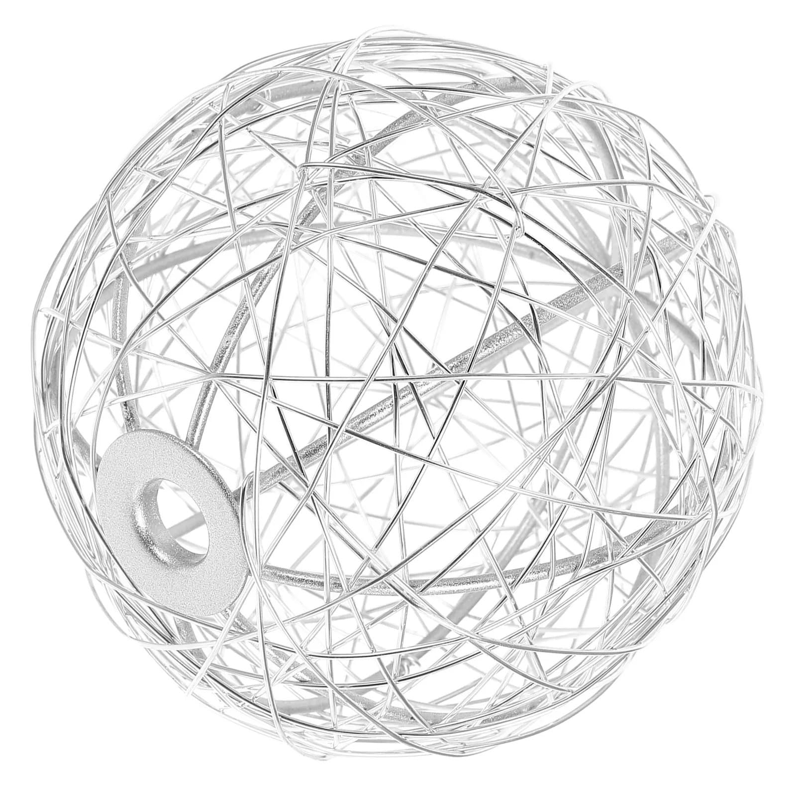 Quxetlryz One Color Metal Lamp Cover Aluminum Wire Ball Lampshade Round Iron Cage Light Shade Modern Industrial Design For Ceiling Table Lamp Hollow Metal Decor