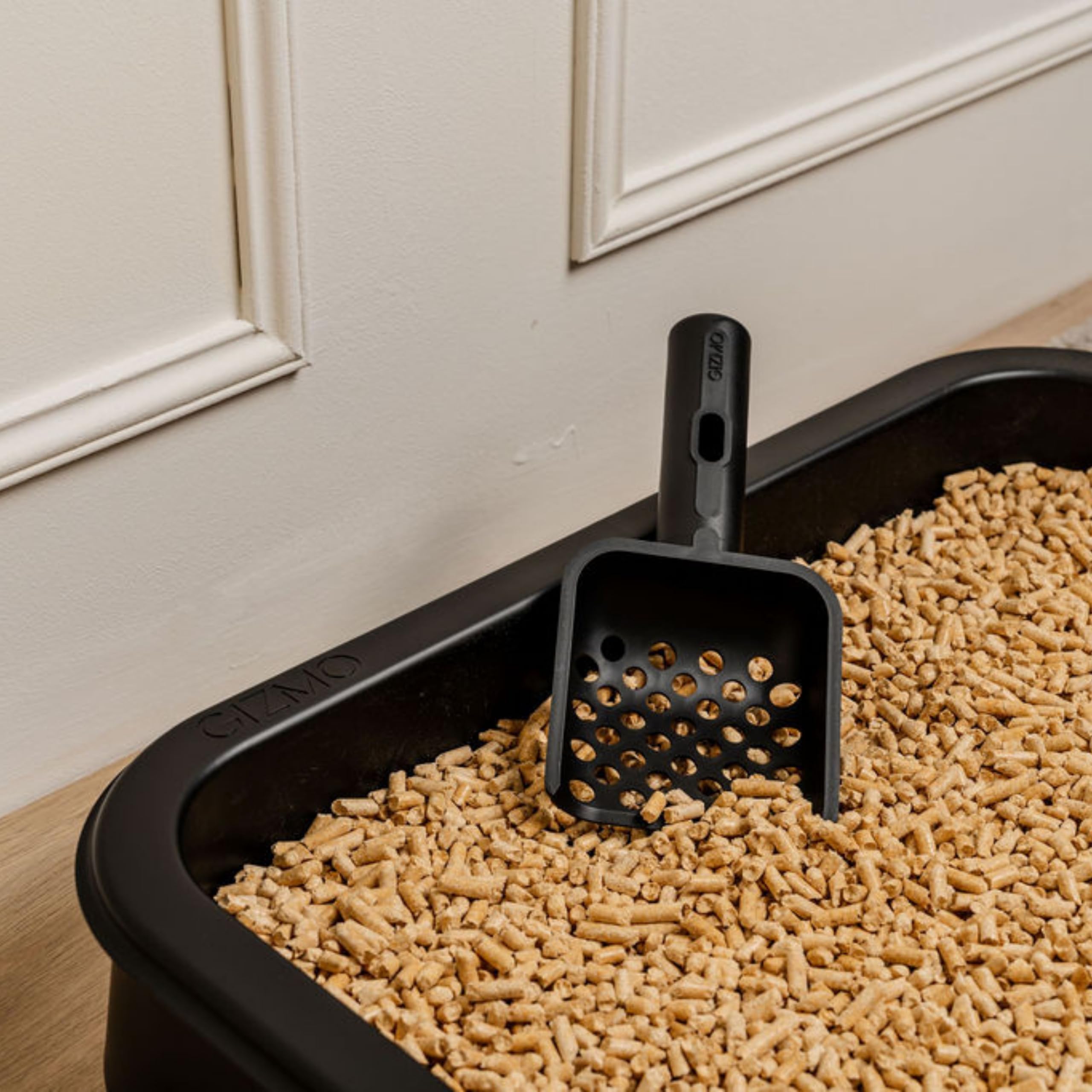 GIZMO Bac à litière Deluxe – Design – Convient pour palettes en bois (noir mat)