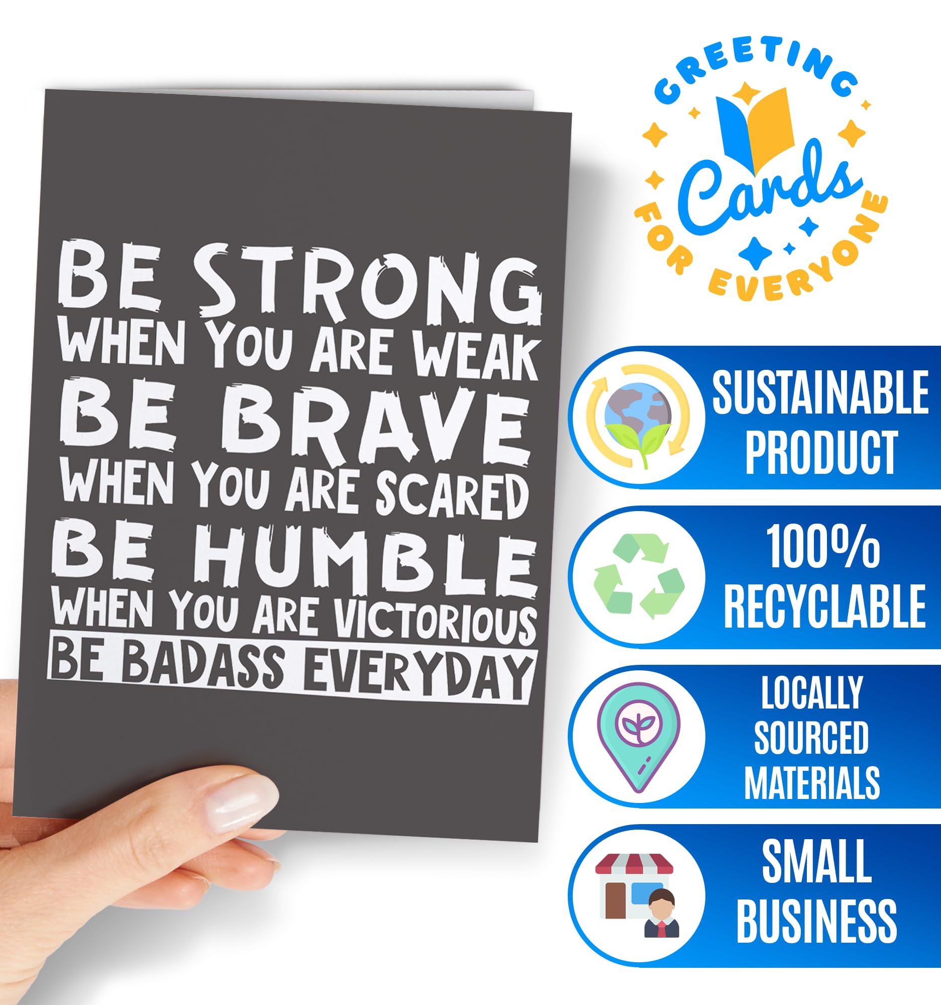 Motivational and inspirational card for men or women | A great present to show appreciation for him or her for birthday, retirement, graduation... | Be Strong