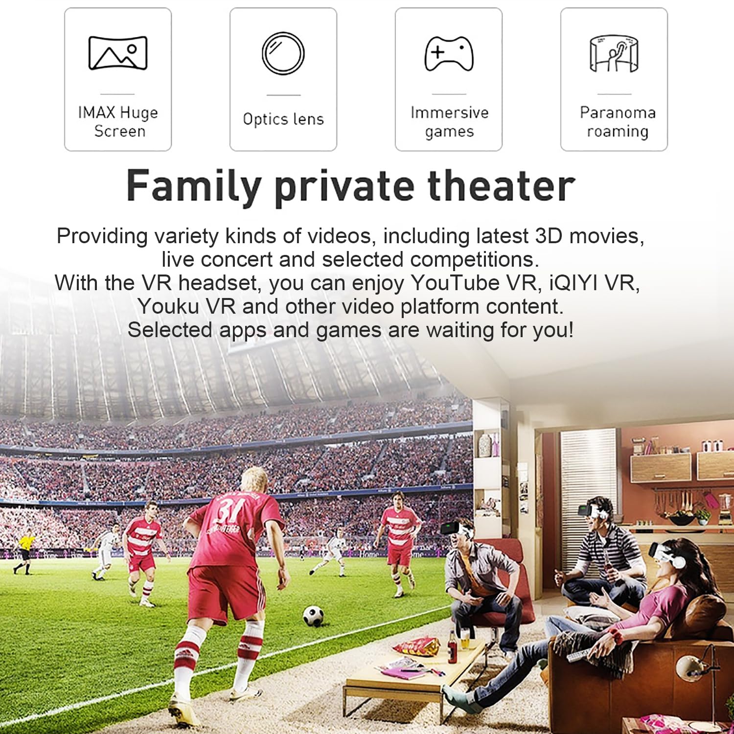 LONGLU Gafas VR para teléfonos móviles con pantalla de 4,7-6,7 pulgadas, gafas de realidad virtual 3D Bluetooth con controlador compatible con iPhone y Samsung Android, etc. (con controlador)