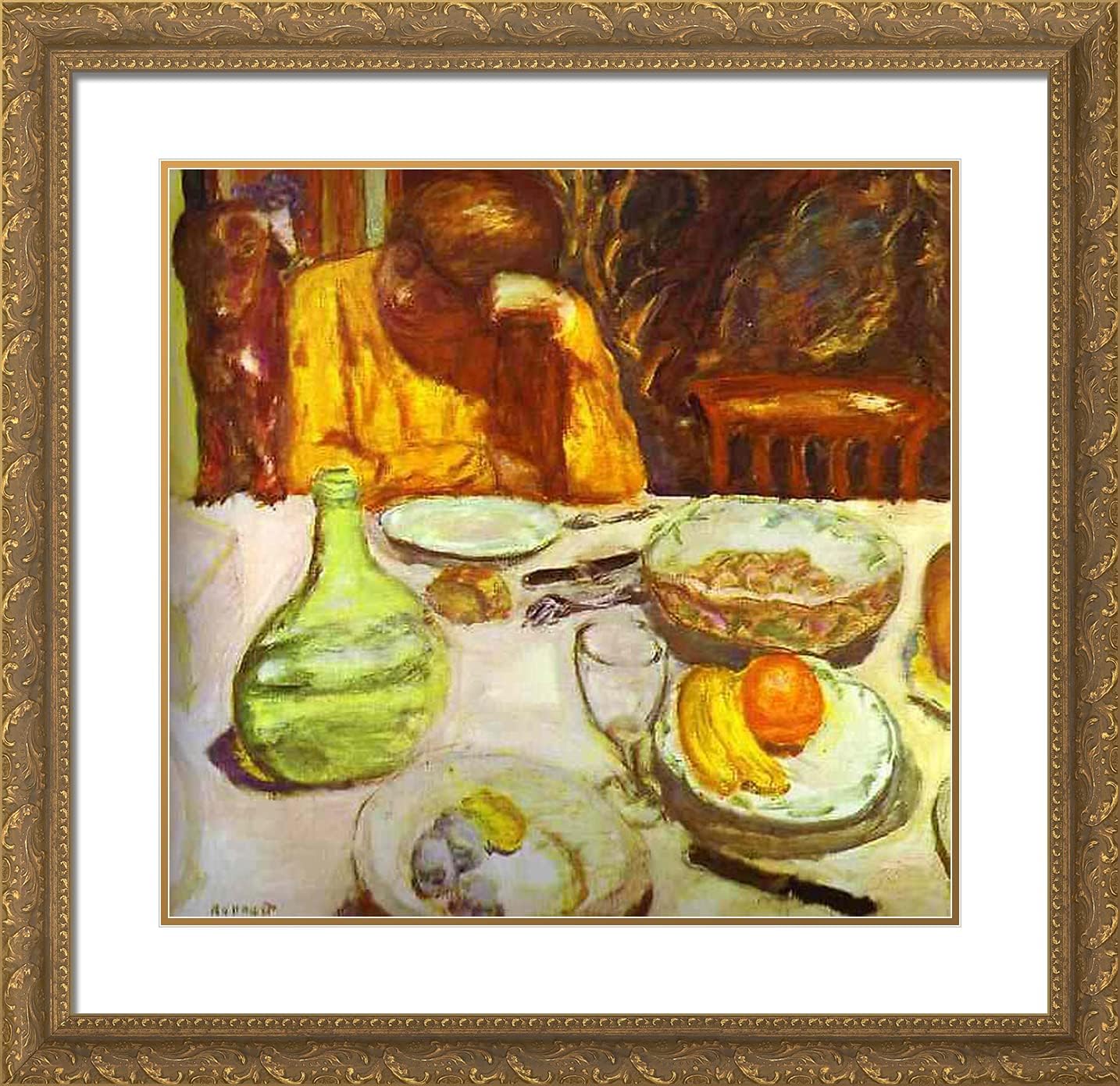 ArtDirect Bonnard, Pierre 21x20 Black Modern Framed Art Print with Double Matting Titled: Marthe Bonnard With Her Dog