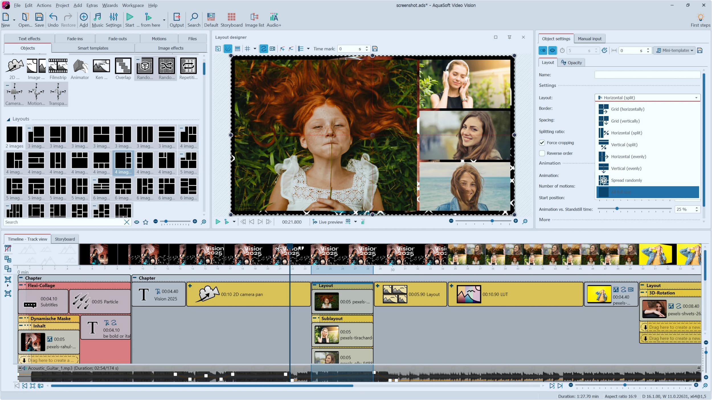 Aquasoft Video Vision 2025 - Videoshow Slideshow Video editing effects Animations Software for Win 11, 10