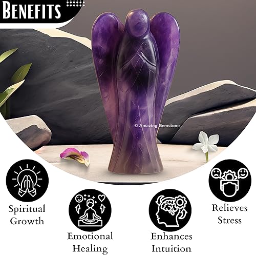 Miniatura 4 de Amazing Gemstone Ángel de amatista, ángel de cristal de amatista y ángel de la guarda de bolsillo (4 pulgadas)