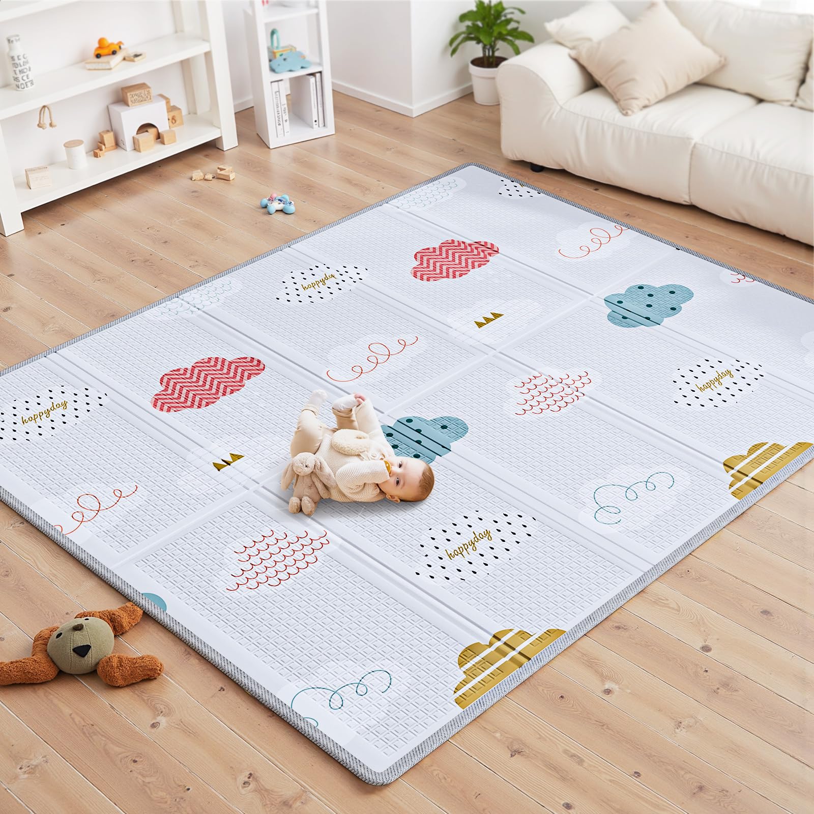 UANLAUO Large Waterproof Baby Play Mat with Reinforced Edges