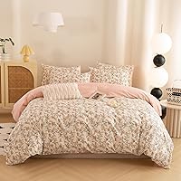 Vista 23 de ECOCOTT Funda de edredón tamaño Queen - Juego de funda de edredón floral verde reversible, ultra suave y transpirable, con cierre de cremallera, 4