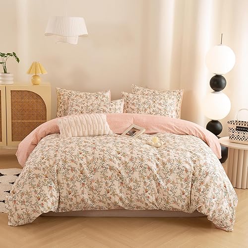 Miniatura 23 de ECOCOTT Funda de edredón tamaño Queen - Juego de funda de edredón floral verde reversible, ultra suave y transpirable, con cierre de cremallera, 4