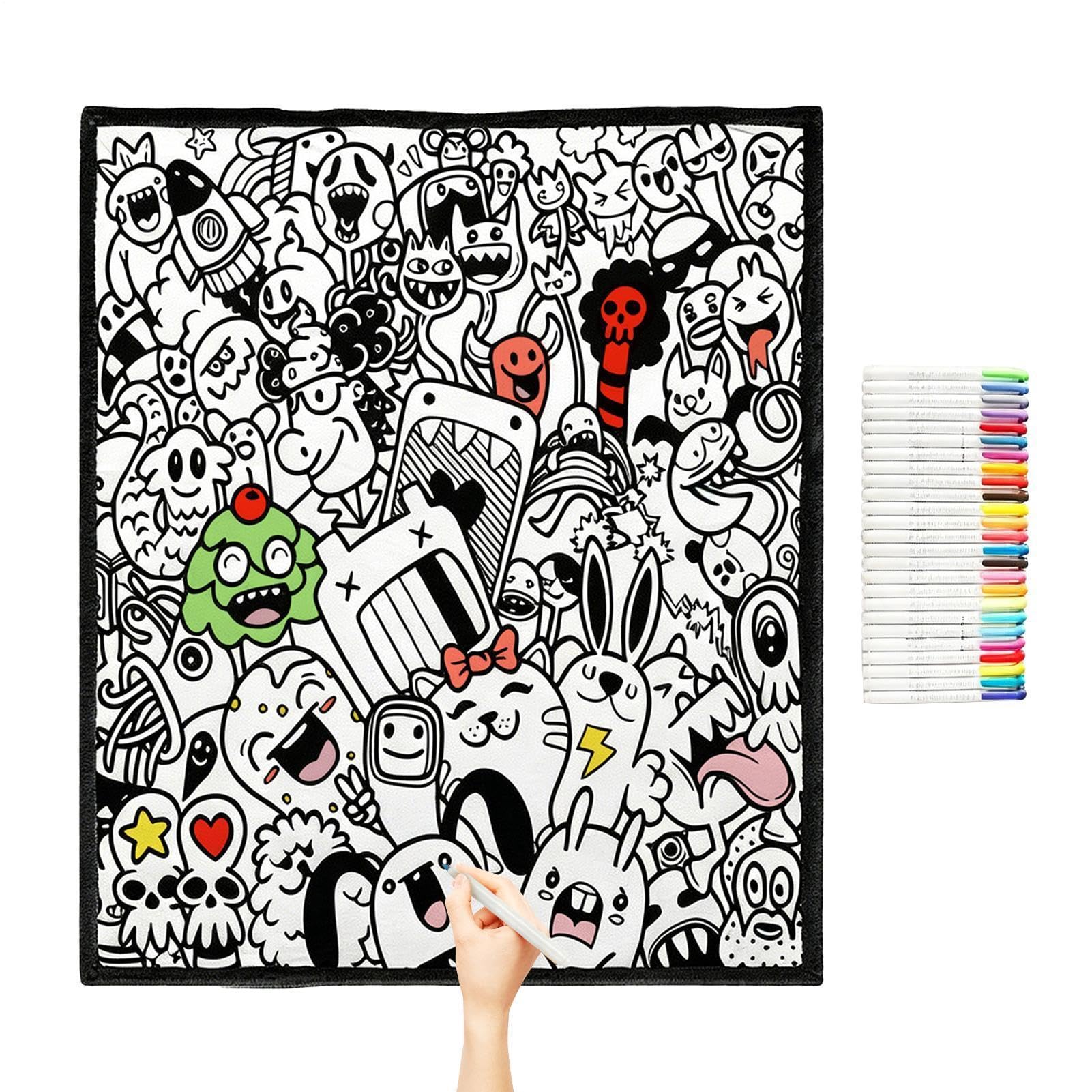 Couverture à colorier DIY 150x127 cm avec feutres pour adulte et ado