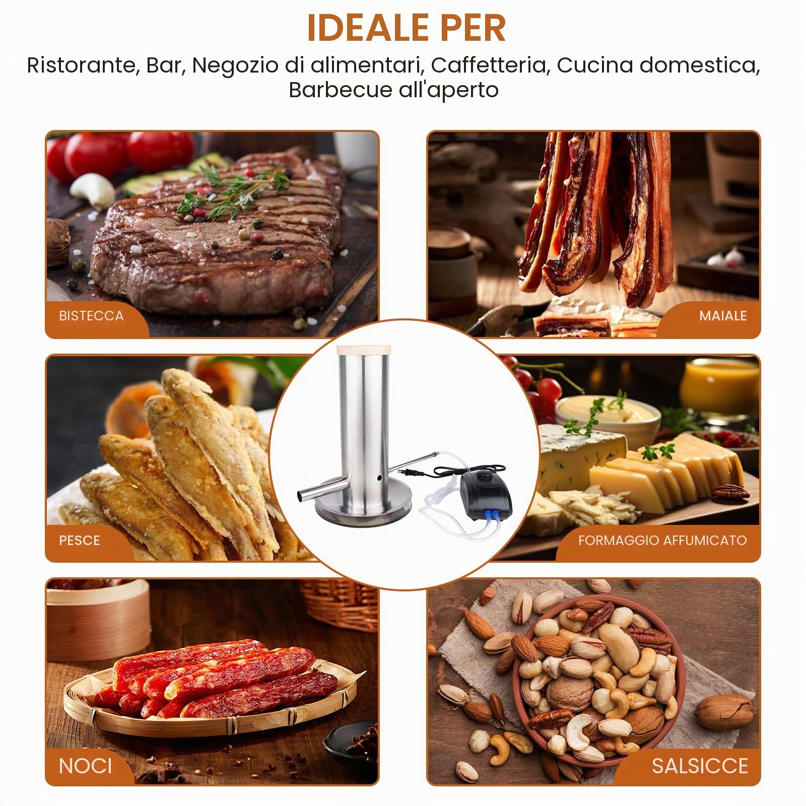 Generatore di Fumo Freddo in Acciaio Inox con Pompa | Affumicatore Barbecue Portatile, Generatore di Fumo Freddo per Griglia Forno a Fumo per Pesce Affumicato, Carne