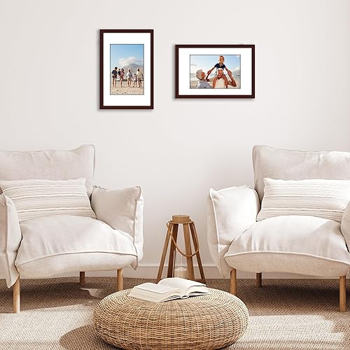 Vista 596 de Americanflat Portarretratos de 8 x 12 pulgadas con plexiglás pulido, juego de 2 portarretratos de 6 x 8 pulgadas con paspartú o para fotos de 8 x 12