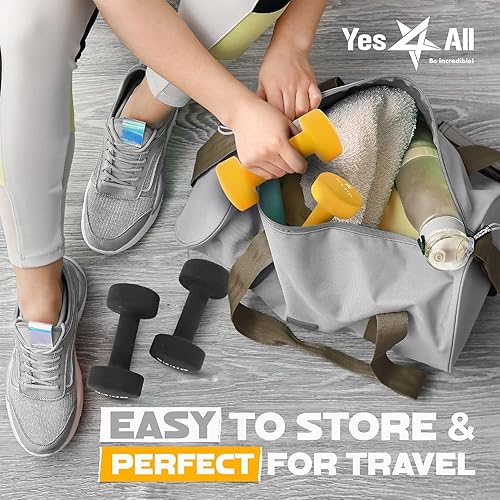 Miniatura 7 de Yes4All - Juego de 2 mancuernas con revestimiento de neopreno, múltiples opciones de peso con 15 colores, forma hexagonal antirrodamiento y