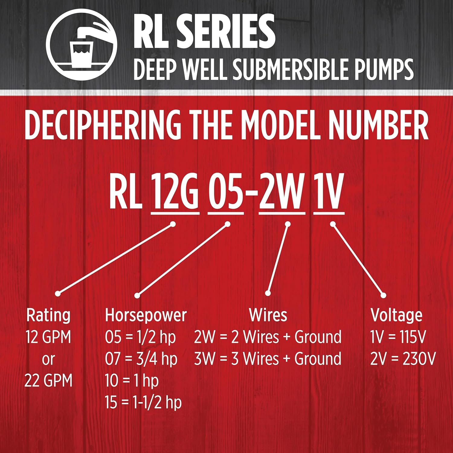 Diagram explaining Red Lion RL Series model number nomenclature