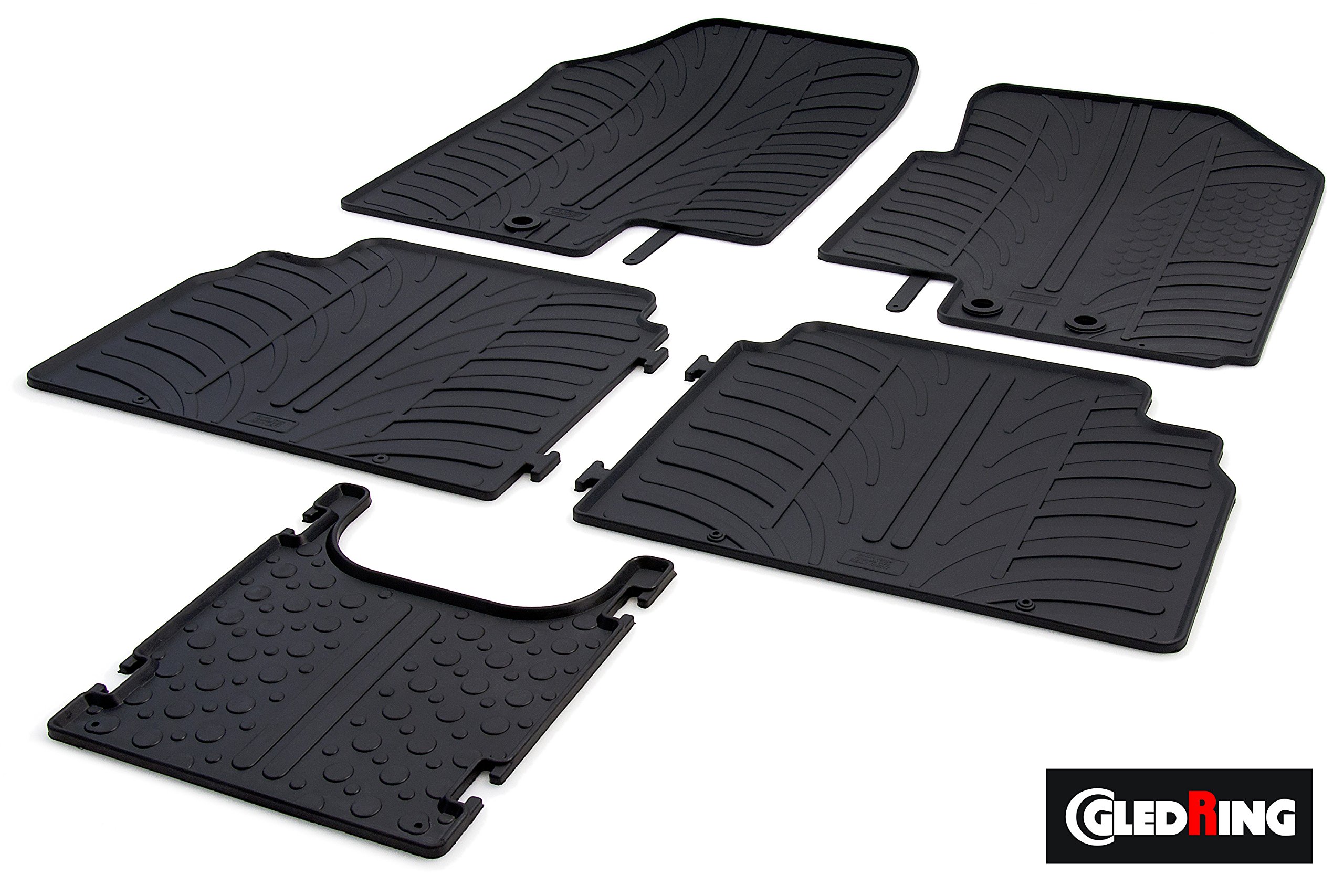 Gledring RHD 0308 Front Rear Car Floor Mat Set 5 Pieces Tailored Rubber Black