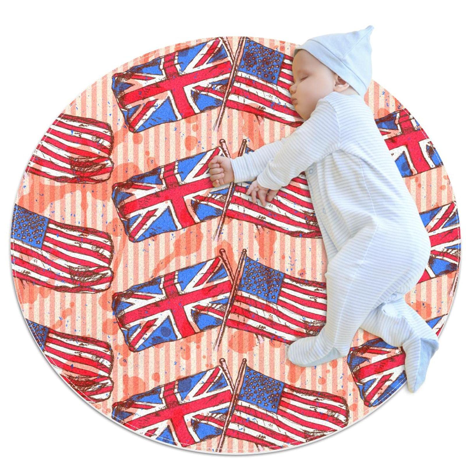 Tapis pour enfants Angleterre et américain rond pour filles garçons