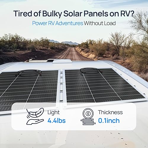 Miniatura 3 de ECO-WORTHY Paneles solares flexibles de 130 W, 12BB, 23.5% de alta eficiencia, impermeable, monocristalino, ligero, para RV, barcos, superficies