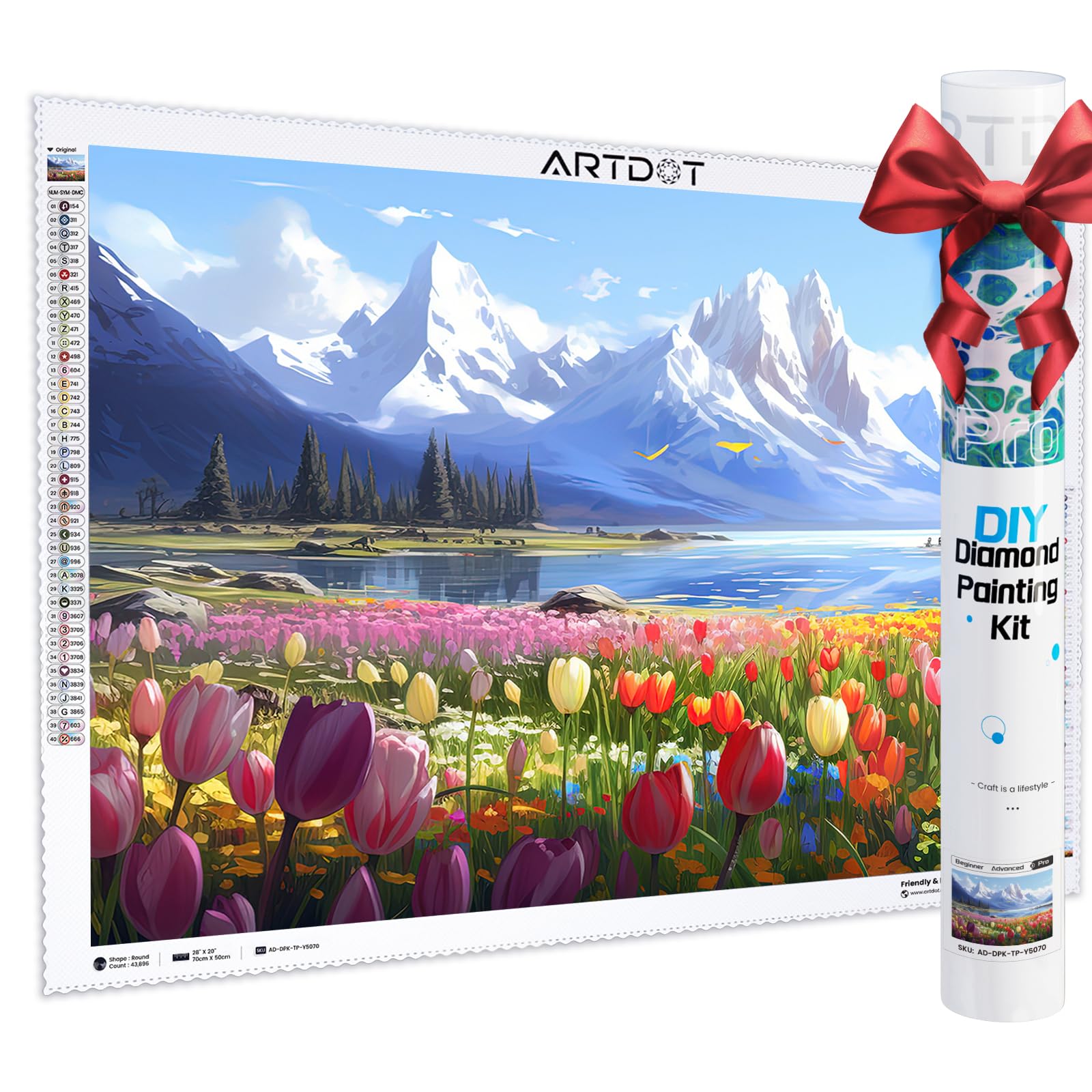 ARTDOT5D Diamond Art Kits for Adults, Licensed Full Drill Diamond Painting Kits for Home Wall Decor, Gifts for Women Mum Girl(Tulips 50x70cm)