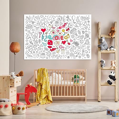 Miniatura 8 de AllReal Cartel gigante para colorear para el Día de San Valentín, regalo para niños, póster gigante para colorear de San Valentín, arte de dibujo,