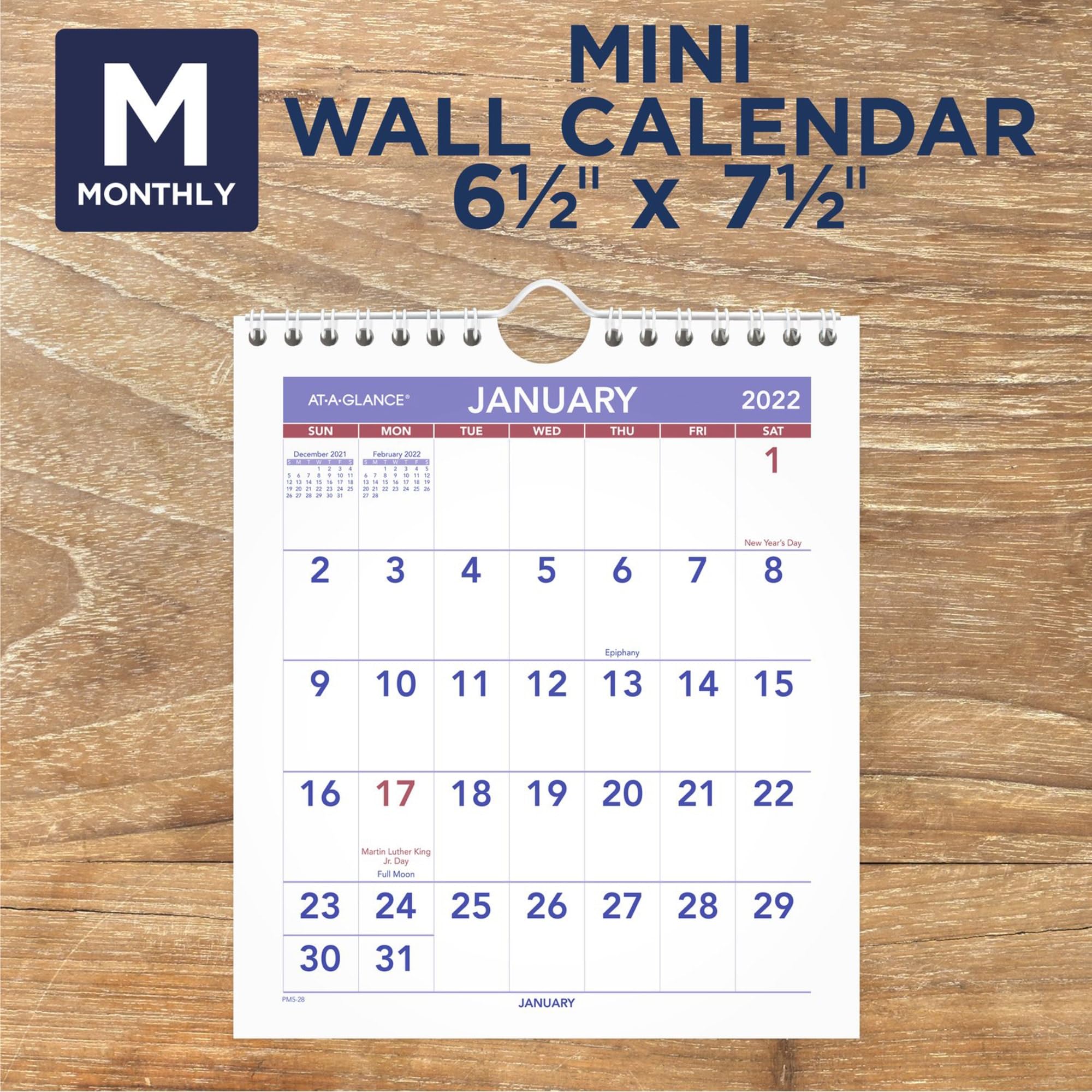 AT-A-GLANCE - Calendario de pared 2022, 6-1/2 x 7-1/2 pulgadas, mini, mensual (PM528)
