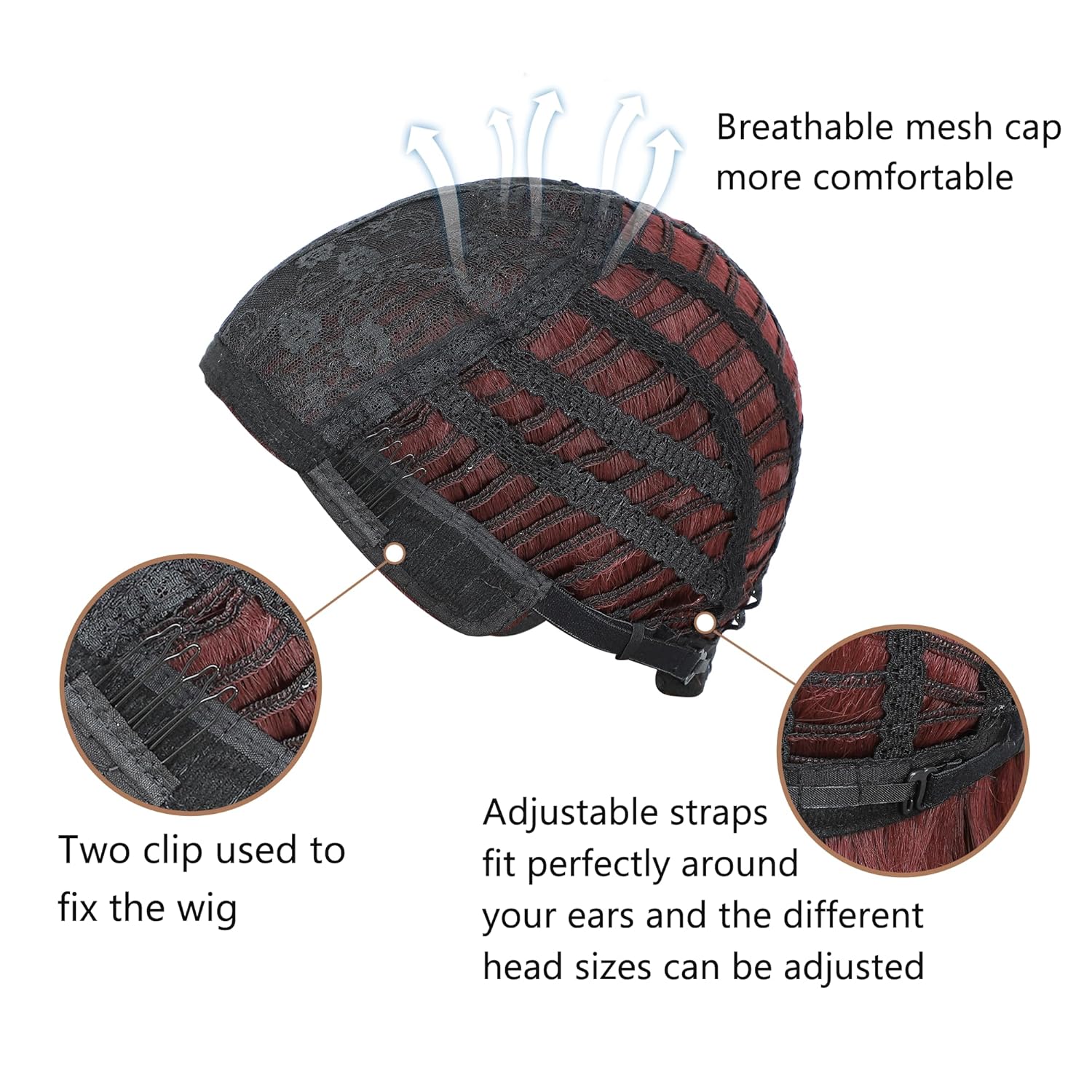 Red Wig with Bangs Burgundy Wigs for women Bob Wavy Wig Curly Wine Red Color Wig Shoulder Length Synthetic Heat Resistant Fiber Wigs for Daily Party Use (14 Inches) - Image 4