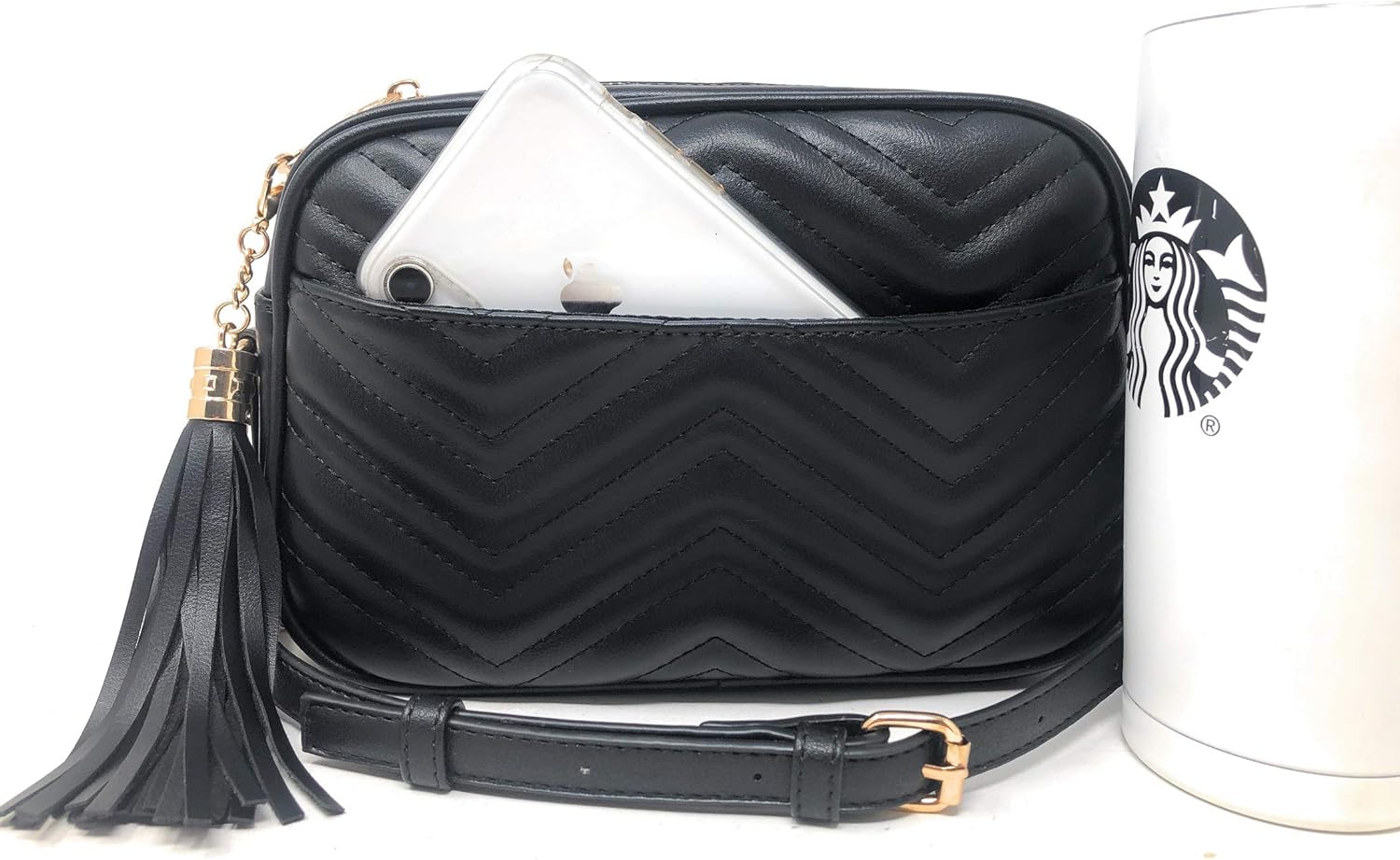 lola mae Quilted Crossbody Bag, Medium Lightweight Shoulder Purse Top Zipper Tassel Accent - Image 3