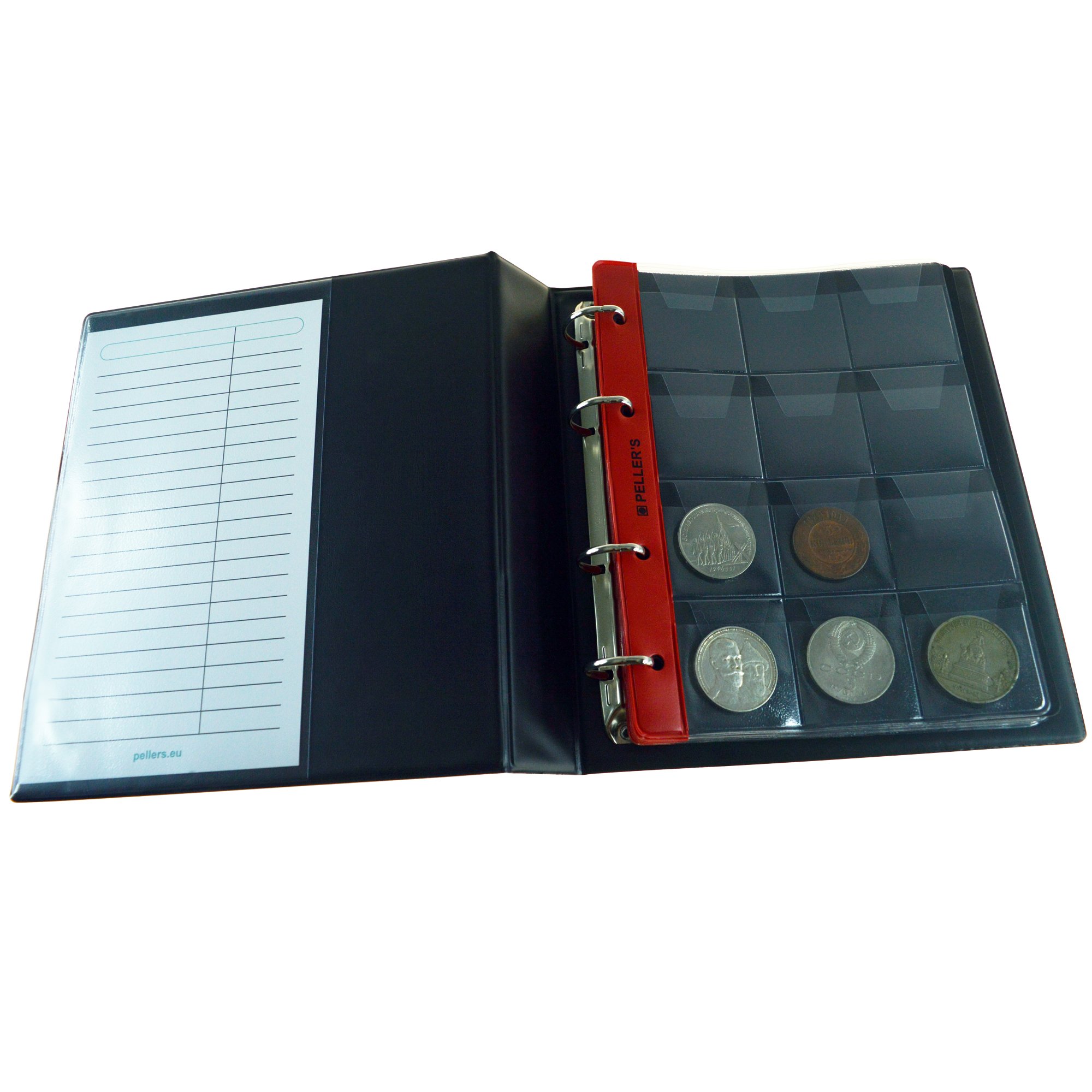 PELLER'S Album pour 120 Monnaies. Classeur M. 10 Feuilles, 120 Pièces pour Monnaies jusqu'à 40 mm de Diamètre. avec Étui de Protection