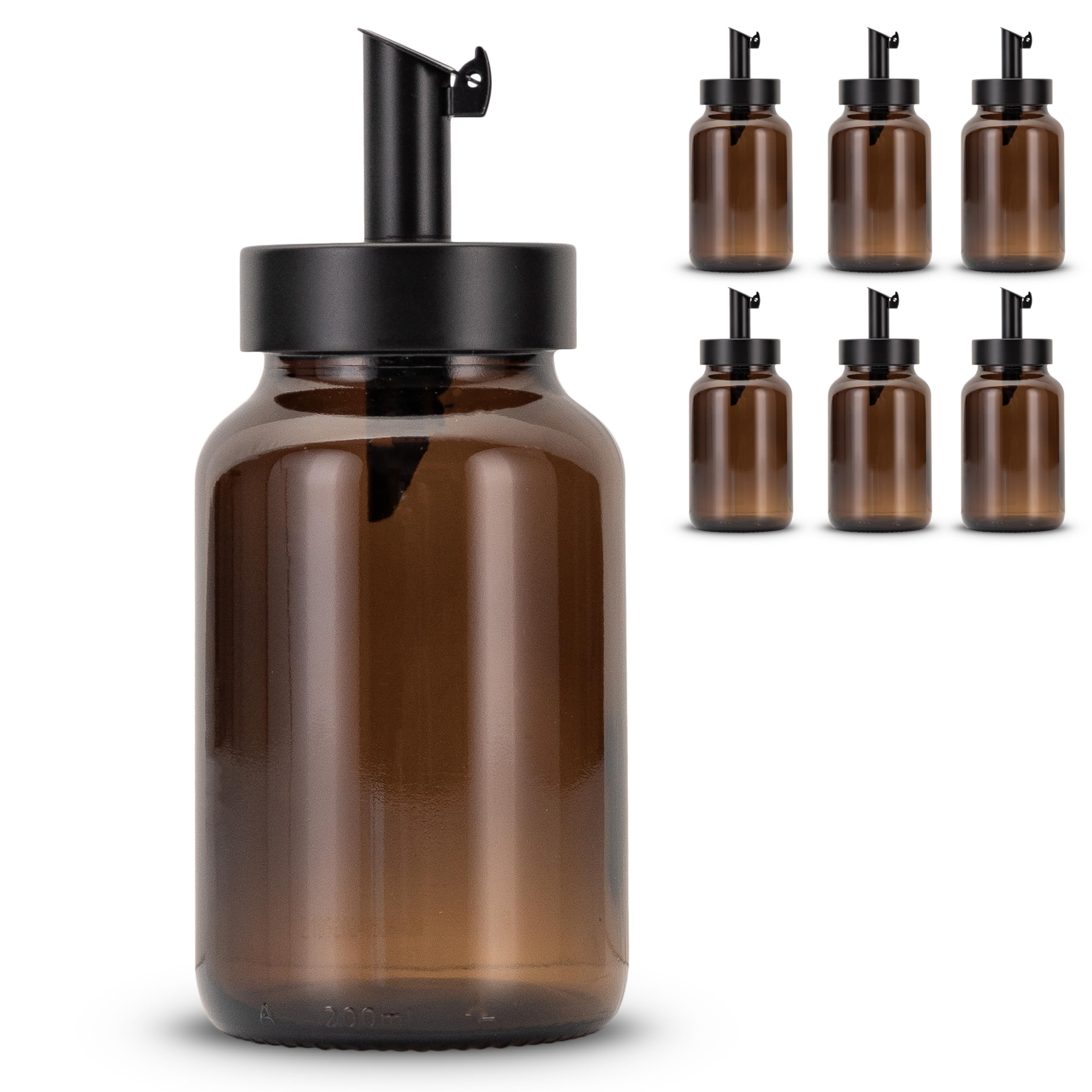 Lot de 6 sucriers avec doseur en acier inoxydable – Saupoudreuse individuelle pour sucre, saupoudres, graines de sésame, graines et plus encore – Pot à sucre moderne en verre avec