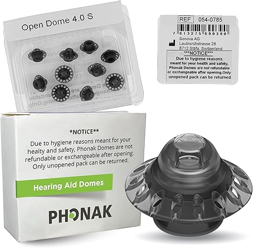 Phonak Open 4.0 Cúpula Pequeña (7.5mm=0.29 pulg) 10 Cúpulas, Reemplazo Original de Suiza OEM Genuino por Sonova, Cúpulas para Audífonos Phonak Audeo