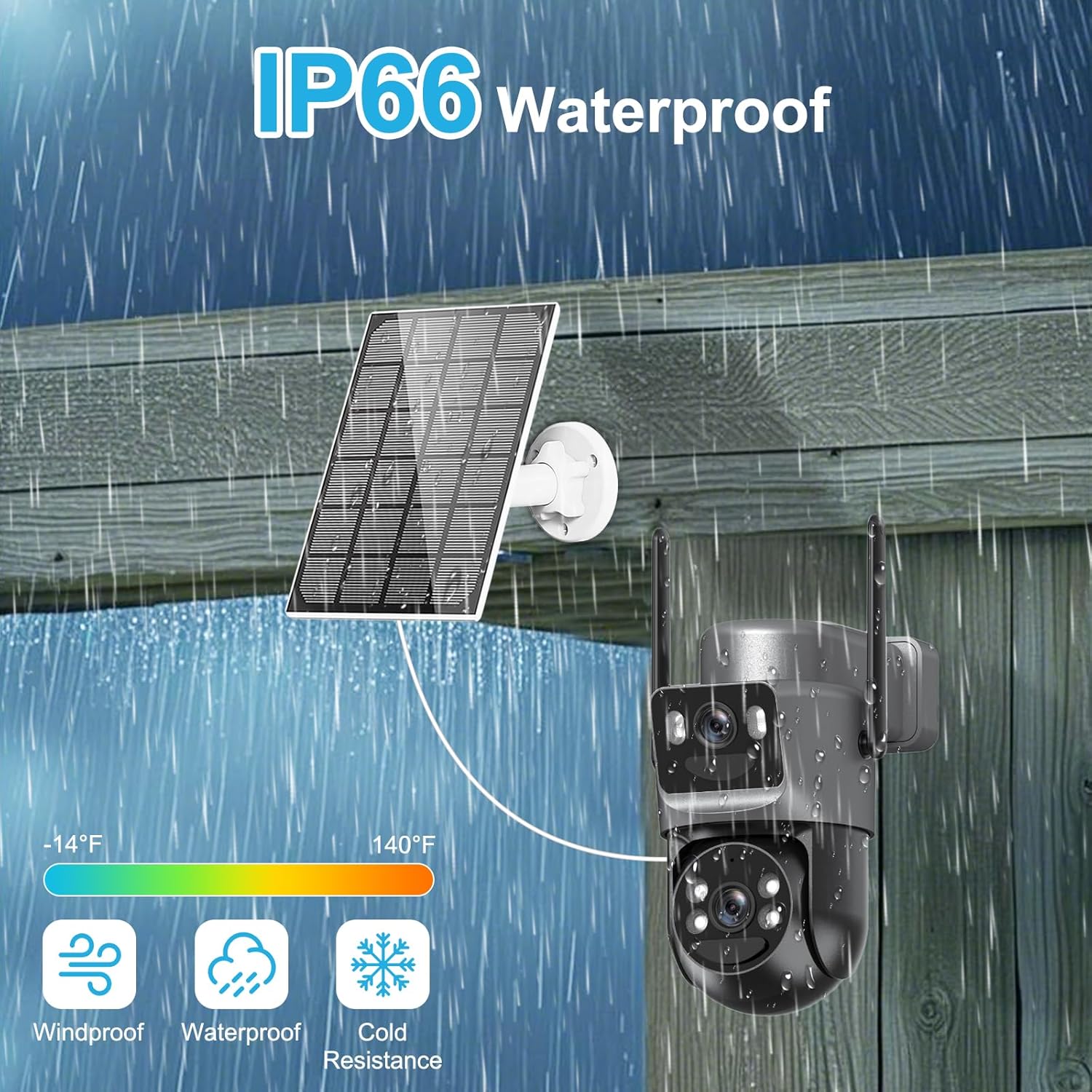 4K Solar Security Cameras Wireless Outdoor, 2.4G/5Ghz WiFi 6,Cameras for Home Security,Dual Lens Solar Camera with Auto Tracking, PIR Human Detection, 8MP Color Night Vision, Spotlight Siren,Alexa - Image 8