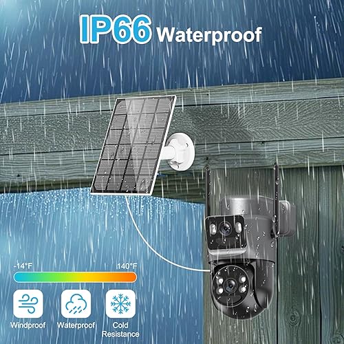 Miniatura 8 de Cámaras de seguridad solar 4K inalámbricas para exteriores, WiFi 6 de 2.4 G5 GHz, cámaras para seguridad del hogar, cámara solar de doble lente con