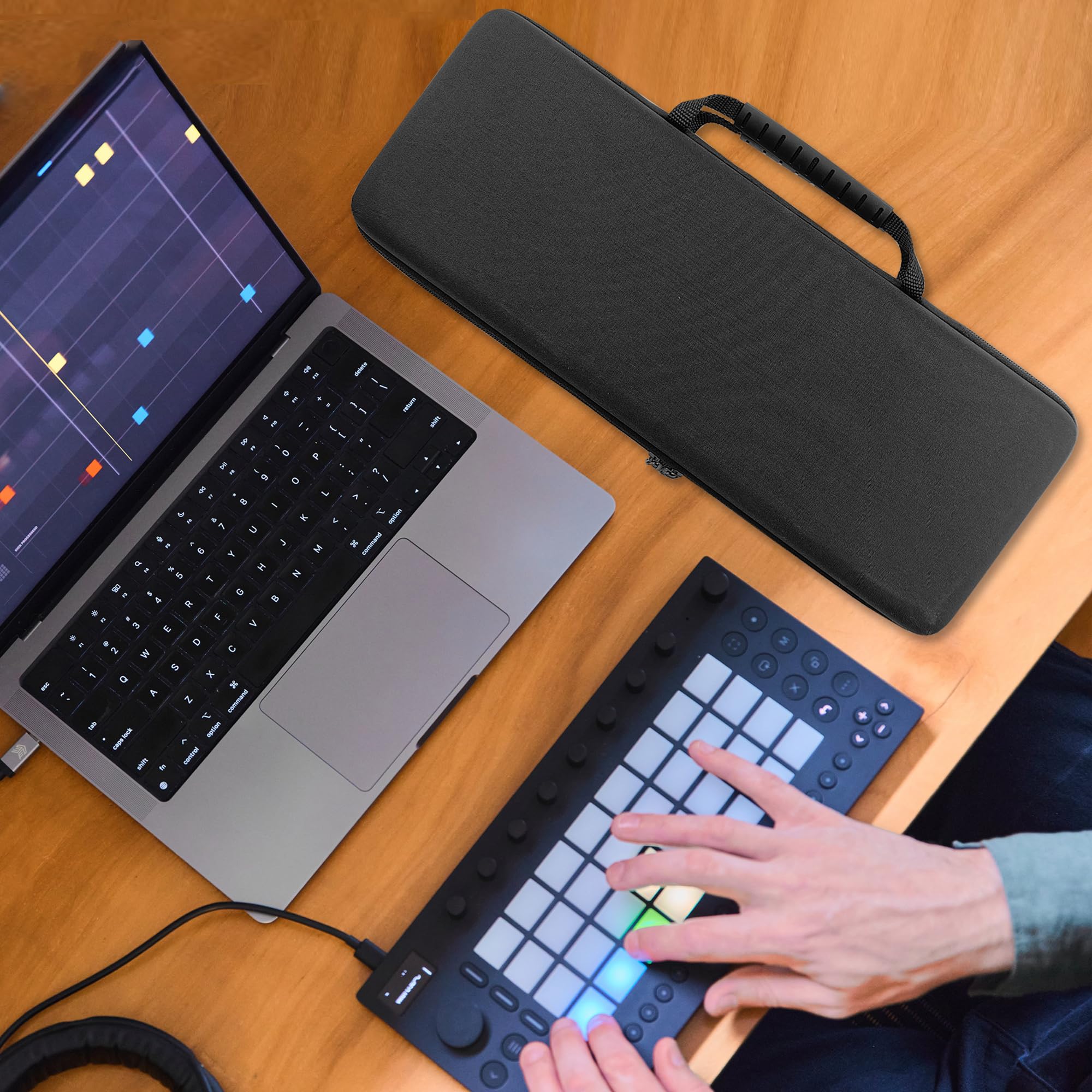 Musiin Stazioni di produzione su misura, compatibile con Ableton Move, con tasca interna in rete, scomparto per cavi, design rigido, borsa da viaggio compatta