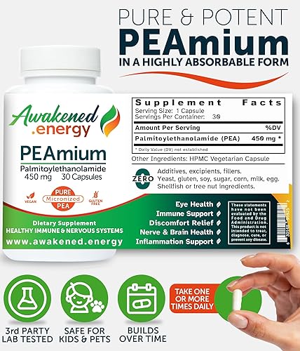 Miniatura 6 de Palmitoiletanolamida 450 mg Comfort Mobility Nerves Apoyo cognitivo e inmunológico - Micronizado de alta absorción - Guisante totalmente natural -