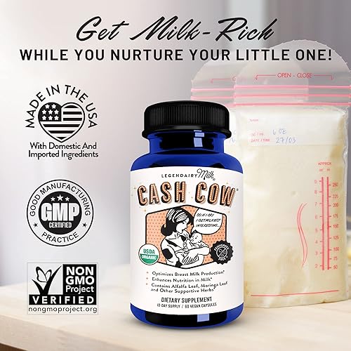 Miniatura 2 de Legendairy Milk Cash Cow - Contiene alfalfa y moringa - Libre de fenogreco - Certificado orgánico por QAI certificado vegano certificado por OMG