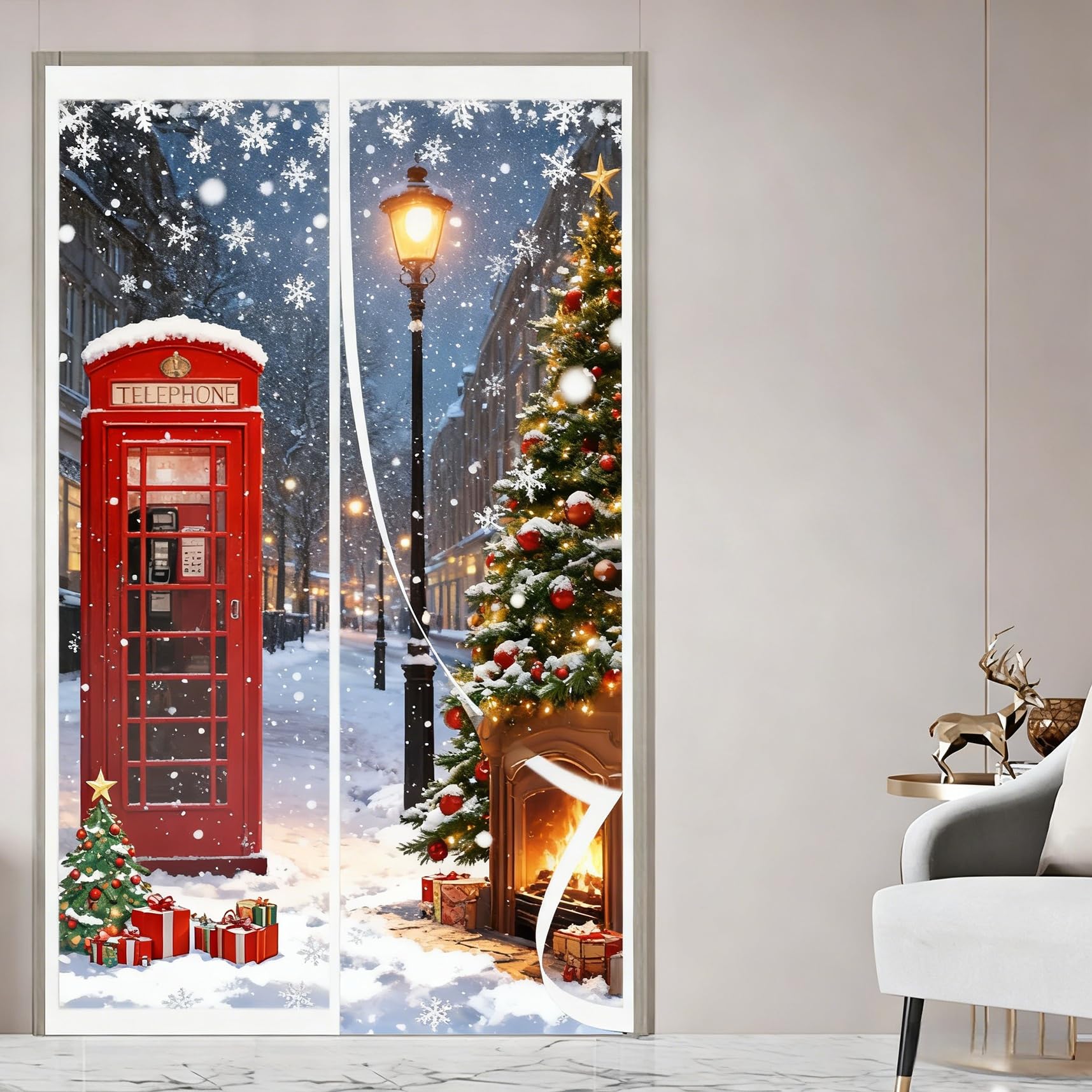 Thermovorhang Kälteschutz 240 x 196 cm Winddichter Thermisch Winter, Wasserdicht Schalldämmender, Thermovorhang Tür, Thermo Türvorhang für Terrassentür Balkontür, A