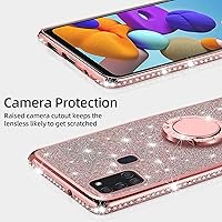 Vista 4 de Funda para teléfono A21s, funda Samsung Galaxy A21s para mujer, con purpurina, cristal suave, transparente, TPU brillante, bonita funda protectora