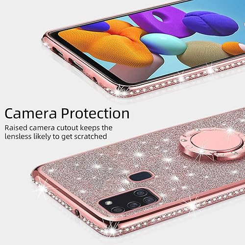 Miniatura 4 de Funda para teléfono A21s, funda Samsung Galaxy A21s para mujer, con purpurina, cristal suave, transparente, TPU brillante, bonita funda protectora
