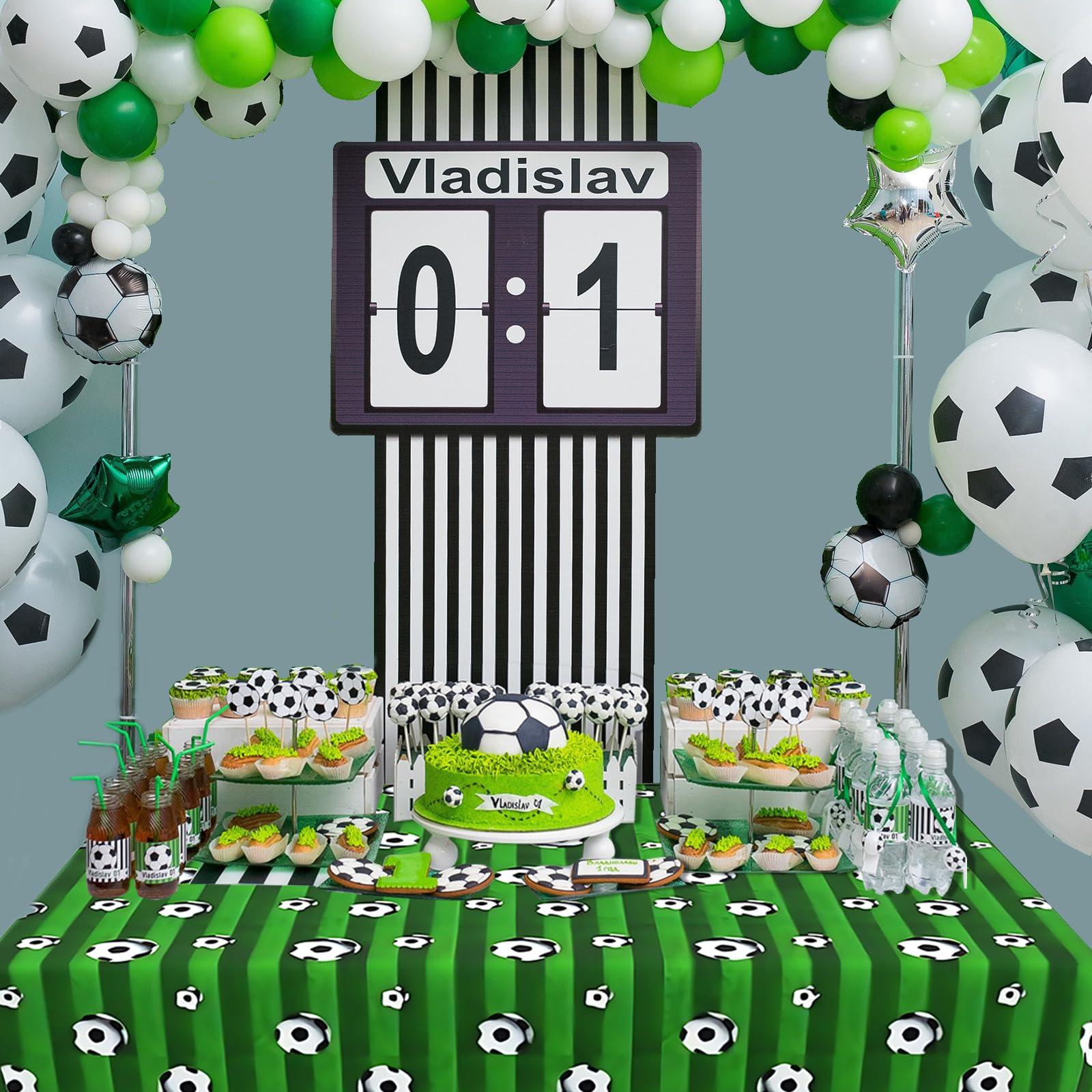 2 pezzi tovaglia calcio (137cmX274cm), decorazione compleanno calcio bambini, tovaglia compleanno calcio