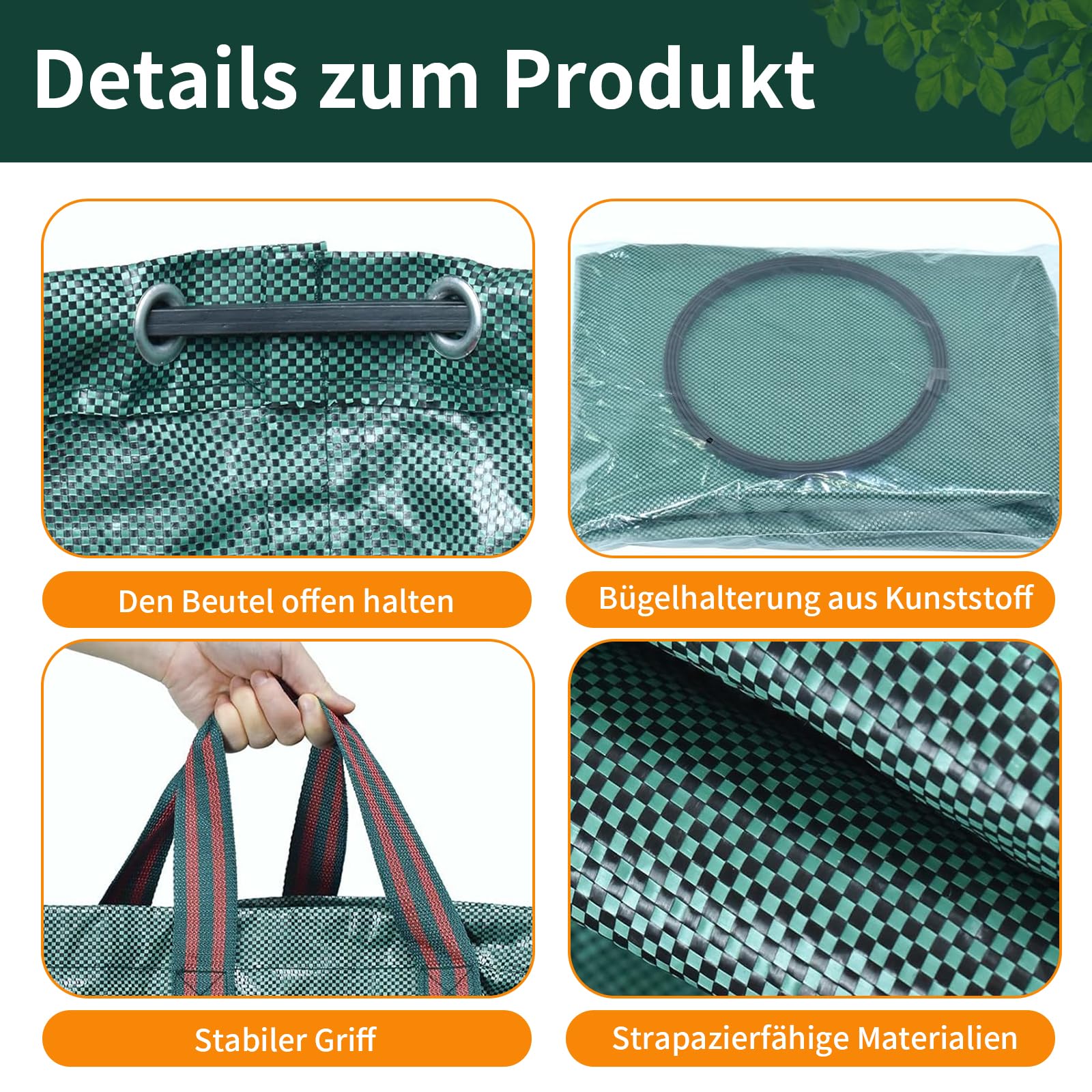 Sacs De Jardin 500L Lanyesky - 3 Pièces Avec Gants, Imperméables Et Réutilisables