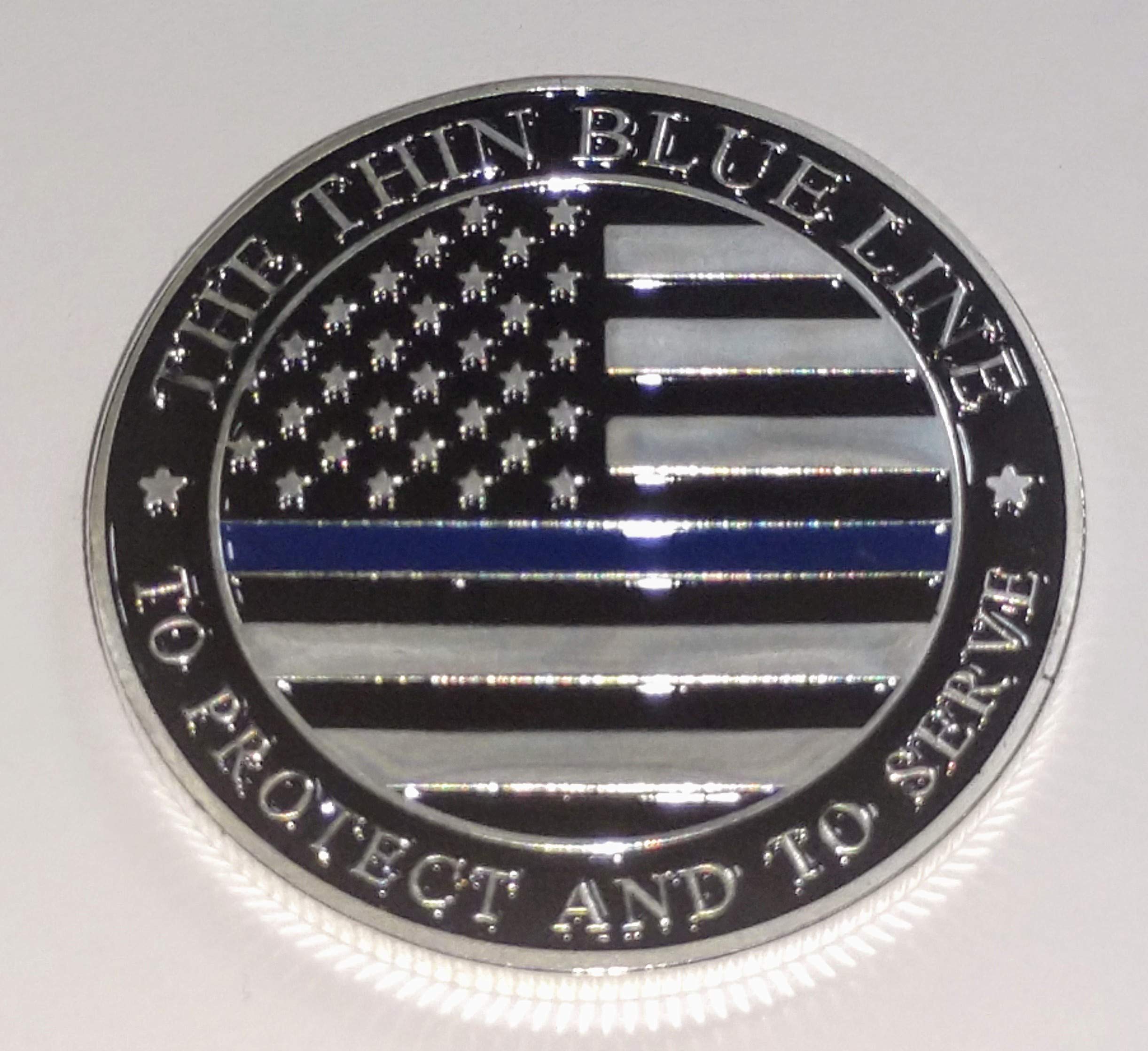 Police Thin Blue Line Engraveable Challenge Art Coin