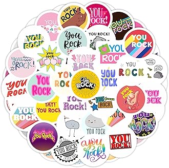 BulbaCraft You Rock Stickers for Water Bottle and Laptop - You Rock Party Favors & Decorations, Waterproof Vinyl Decals, Motivational and Fun Stickers