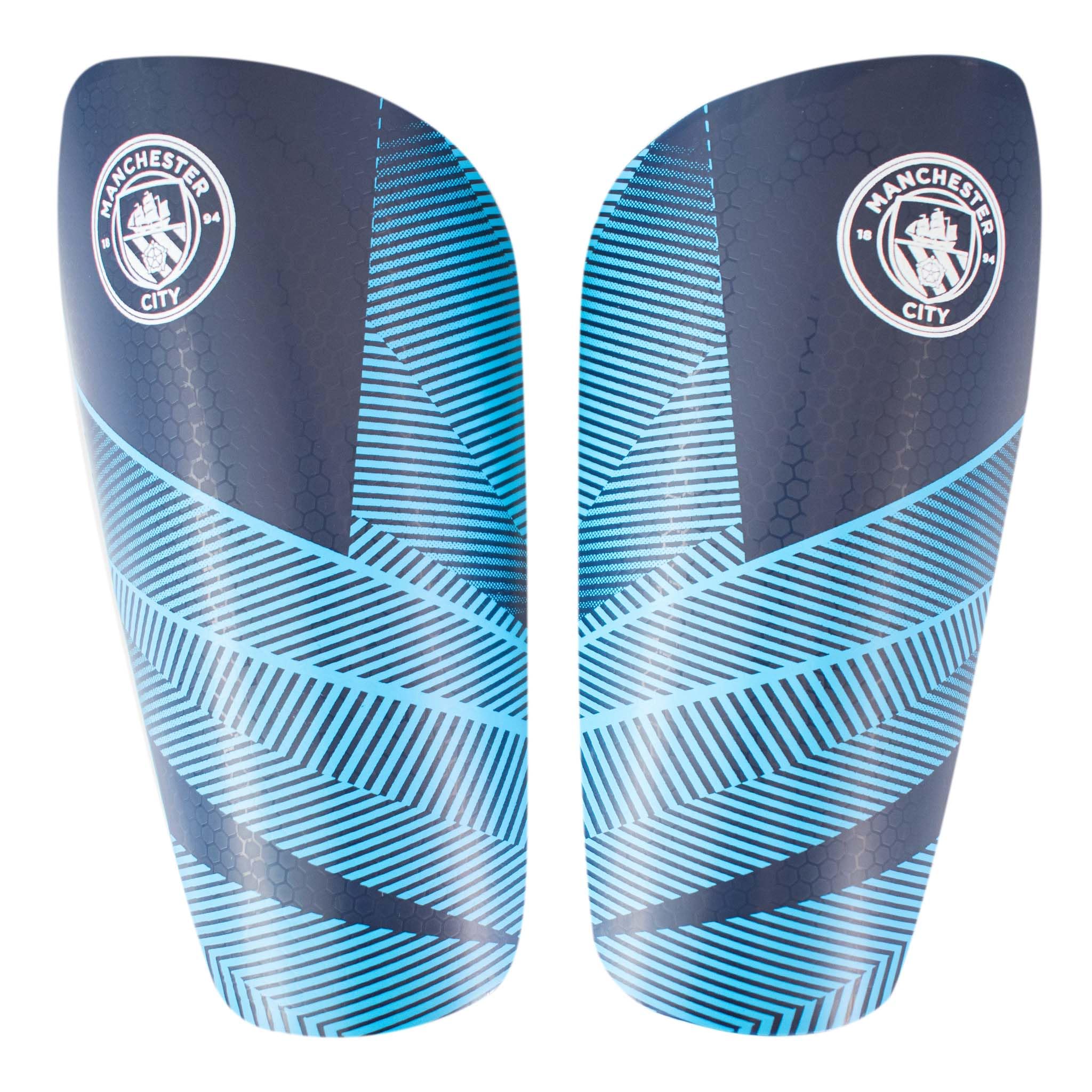 Hy-Pro Officially Licensed Manchester City F.C. Shin Pad, Youth - Shin Guard, Breathable, Lightweight, Durable, Protective Gear, Man City Merchandise, Great Football Gift Idea