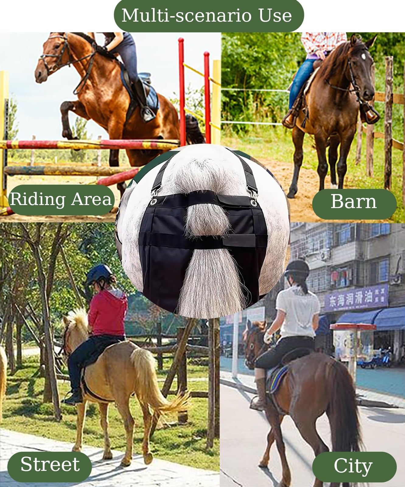 Horse Manure Bag 1 do 5 Sztuk Worek na Odchody Końskie Pieluszka Końska, Wielokrotnego Użytku Worek na Odchody Końskie dla Małych, Średnich i Dużych Koni, Obszar Jeździecki/Stajnia Pojemnik(4Pack,L)