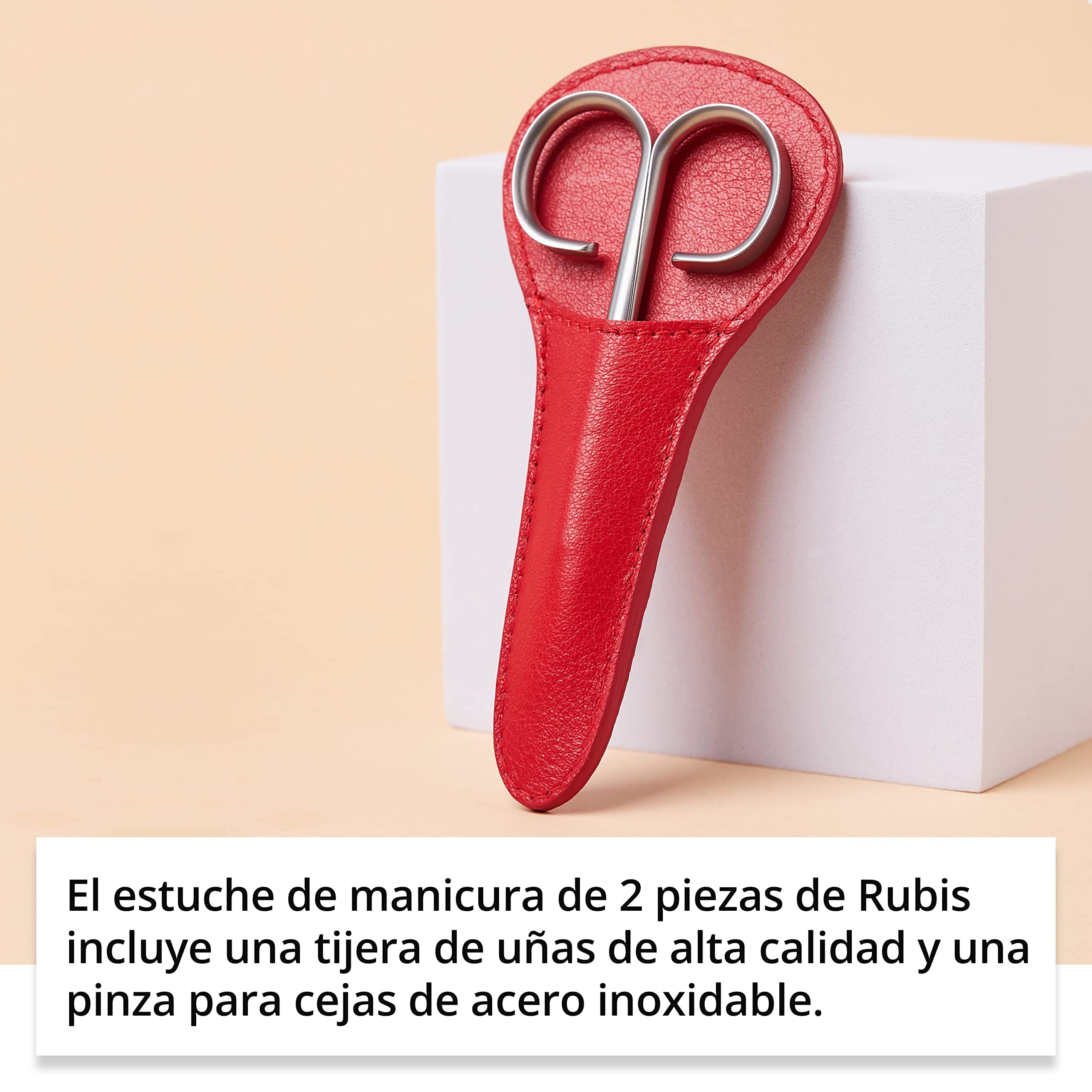 Rubis Juego de manicura con tijeras de uñas y pinzas para arrancar cejas – Juego de uñas pequeño de 2 piezas – Juego de cuidado de uñas y pinzas estuche