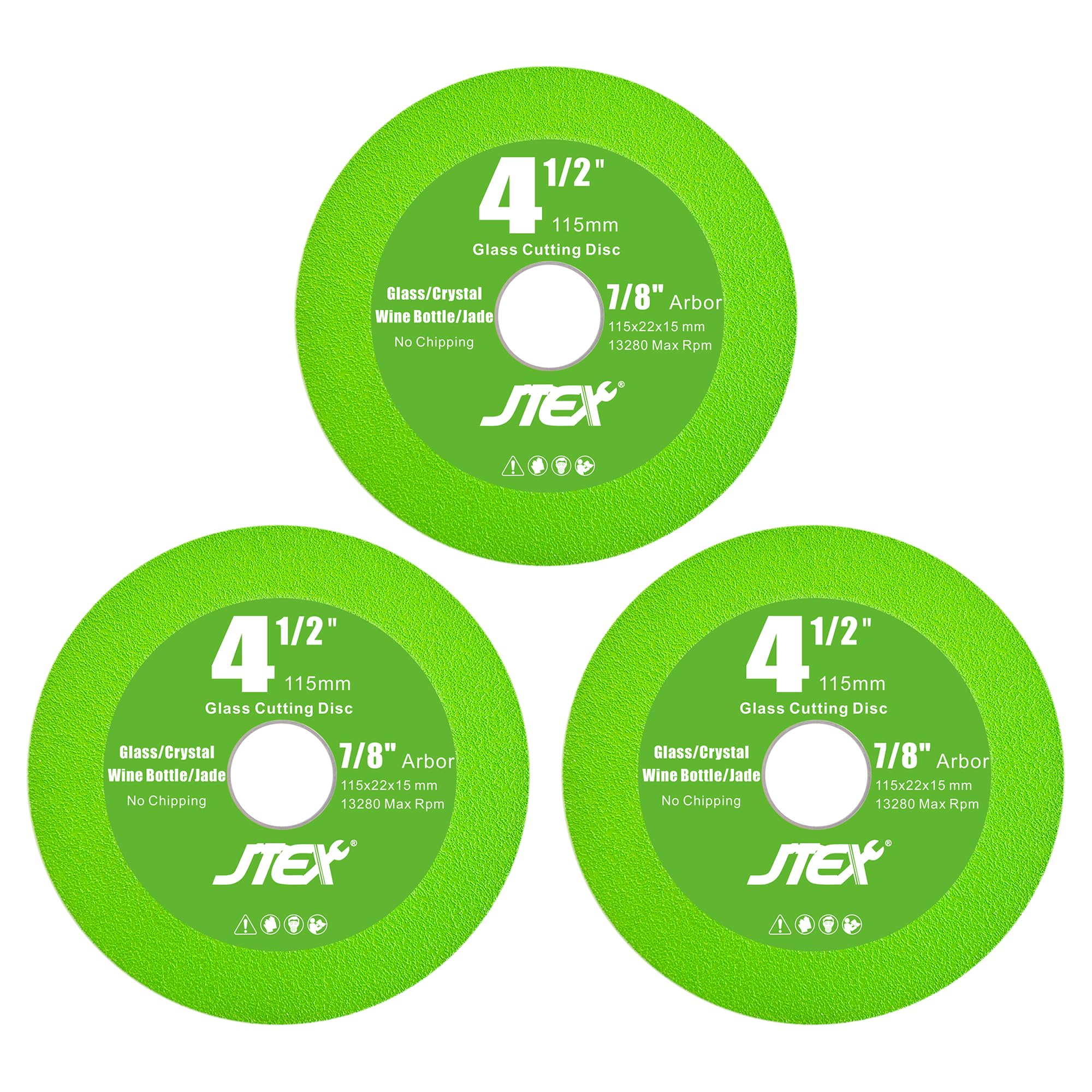 JTEX 4.5 Inch Glass Cutting Disc for Angle Grinder, 7/8" Arbor, Ultra-Thin 4-1/2" Diamond Saw Blades Grinding and Cutting for Wine Bottles, Glass,