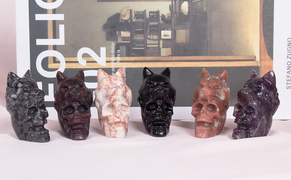 Figura Decorativa Calavera de Cristal con Cabeza de Lobo miniatura 7
